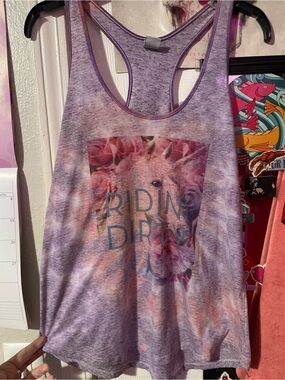 A-Lab “Ridin Dirty” Unicorn Tie Dye Racerback Tank Top sz L